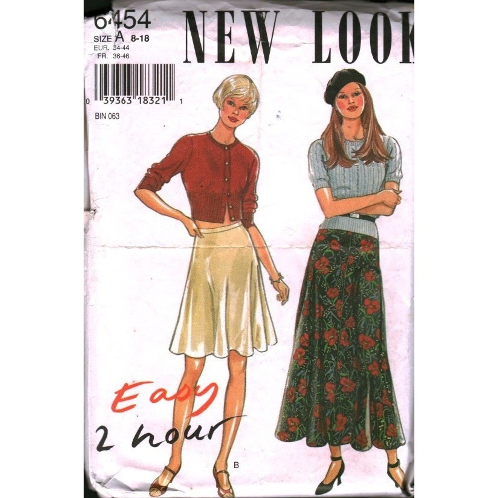 New Look 6454 Sewing Pattern Womens A-Line Skirt Two‎ Lengths 8-18 CUT Easy 2 Hr